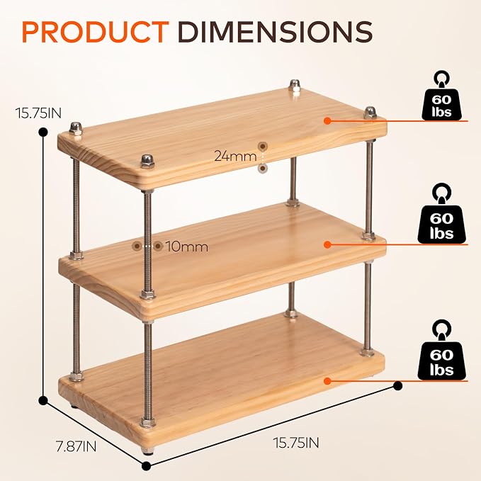 Ultra-Thick 24mm Solid Wood Coffee Station Organizer&Spice Rack - Image 4