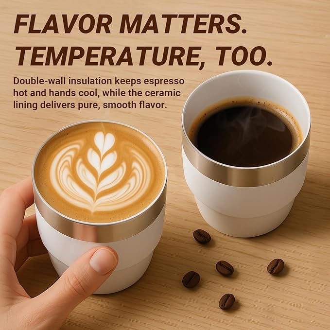 4 oz Small Espresso Cup, Ceramic-Lined 18/8 Stainless Steel, Double-Wall Vacuum - Image 4