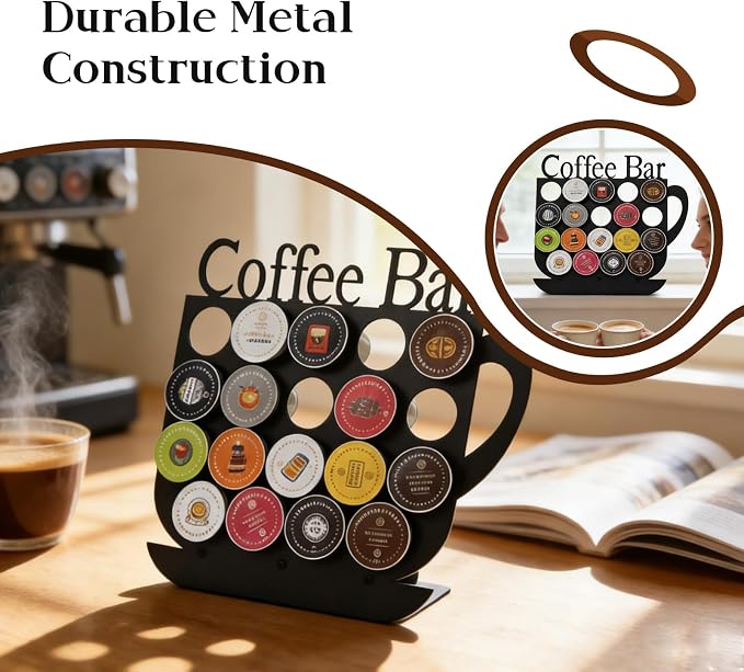Metal K Cups Holder Display, Holds 19 Coffee Pods, Coffee Bar Organizer - Image 5