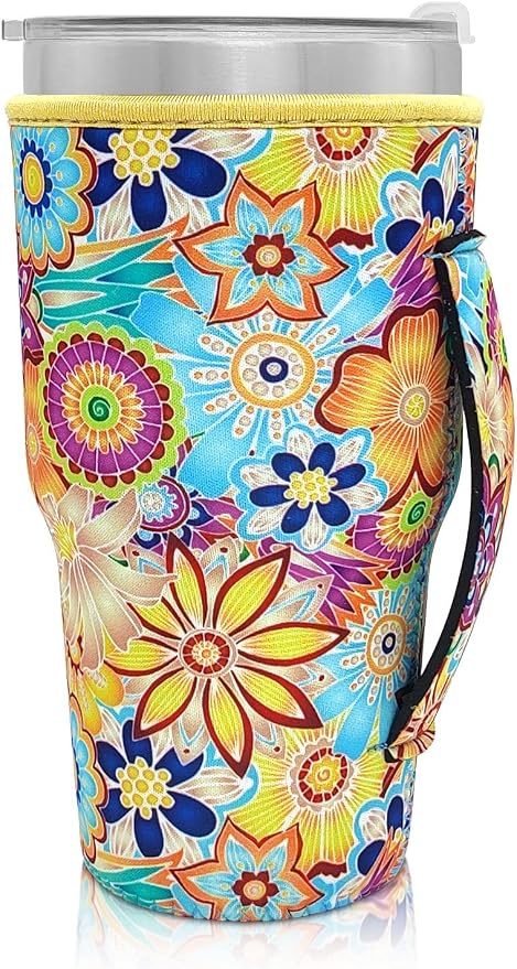 Reusable Iced Coffee Cup Sleeve Neoprene Insulated Sleeves Cup Holder - 32oz by AJLTPA