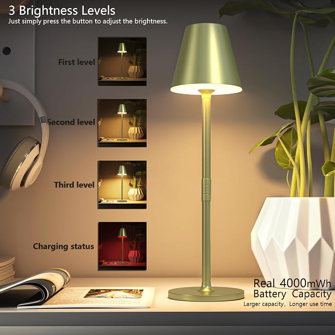 Timjorman 2-Pack Cordless Table Lamps - 5000mAh Rechargeable Battery Operated - Image 2