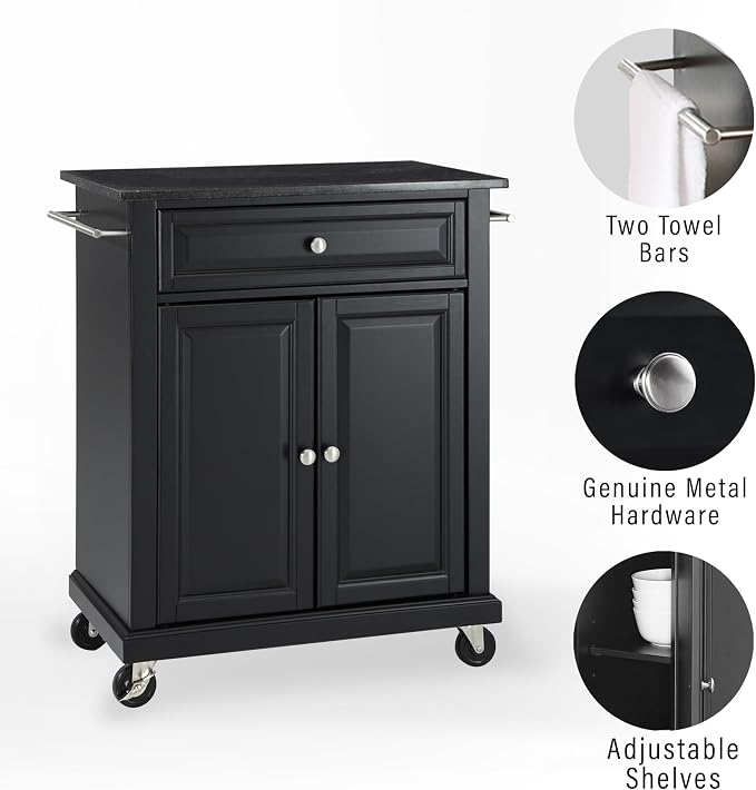 Crosley Furniture Compact Granite Top Small Rolling Cart - Image 2