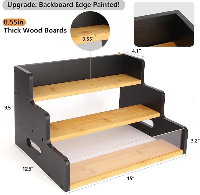 Liquor Bottle Display Shelf, 3 Step Countertop Liquor Wine Rack, Coffee Bar - Image 4