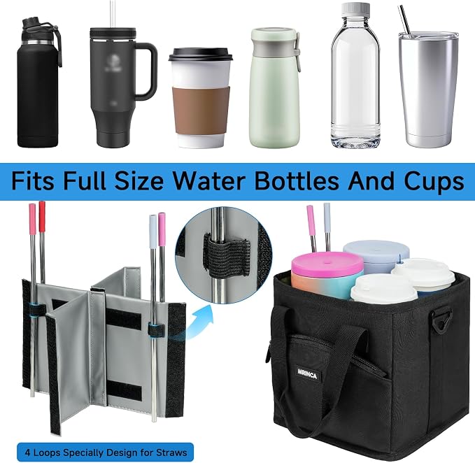 Reusable Drink Carrier with Handle – Insulated, Collapsible 4-Cup Beverage Bag - Image 5