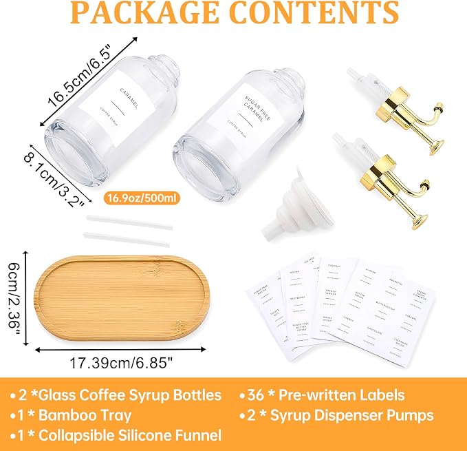 Coffee Syrup Dispenser, Coffee Bar Accessories 16.9 oz 500 ml - Image 3