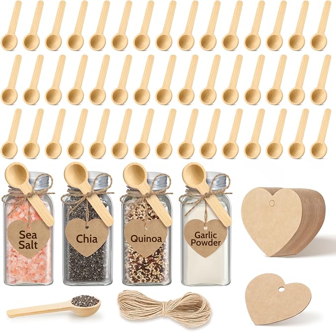 MORGLES 60Pcs Small Wooden Spoons Set, 3 Inches Mini Wood Tasting Spoon by Morgles