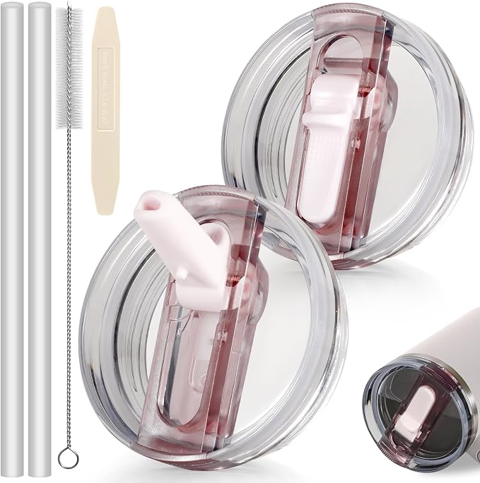 30oz Flip Straw Lid for Stanley Quencher H2.0 Tumbler, 2 Pack Leak Proof Lid by ANTAND