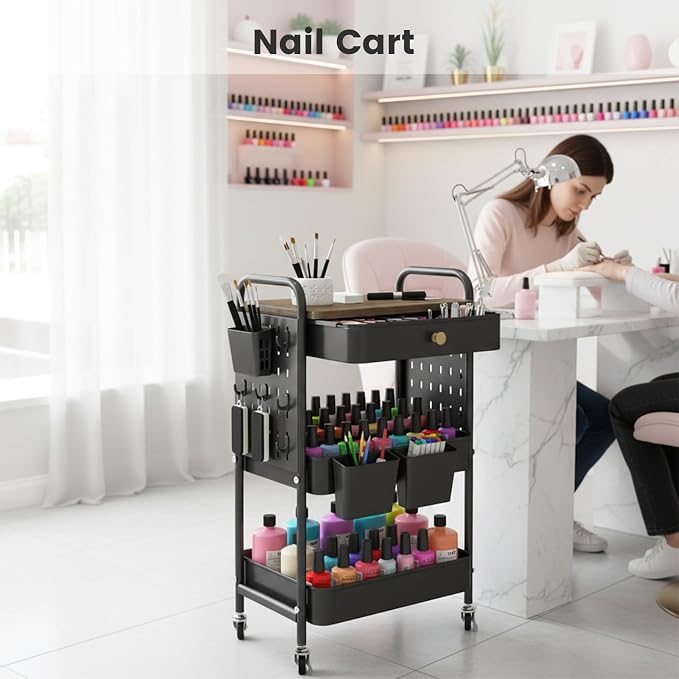 danpinera 3-Tier Rolling Cart, Metal Rolling Storage Cart - Image 8