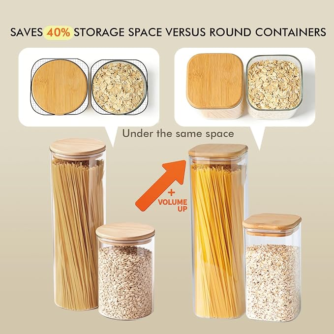 7 Pack Square Glass Storage Containers - Image 4