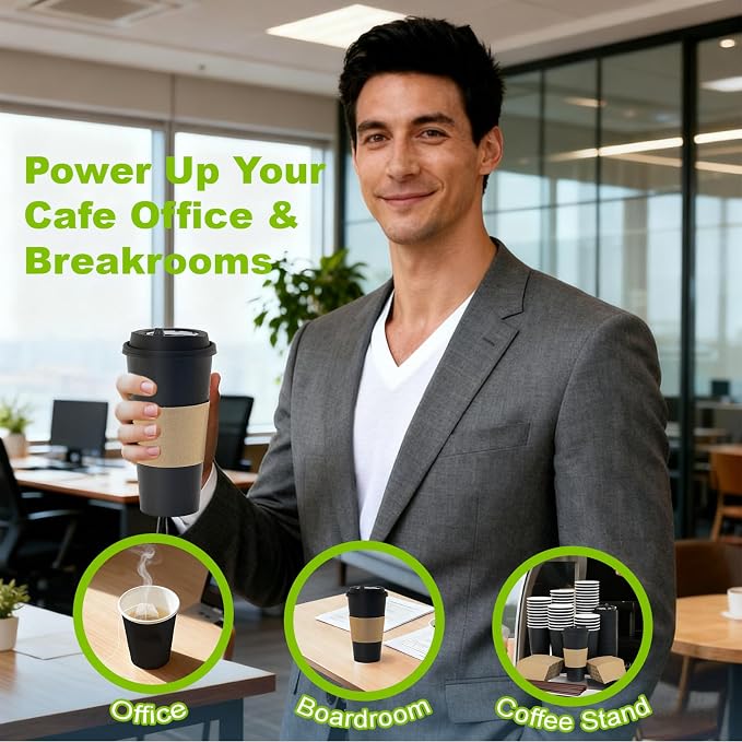 100 Pack 12 oz Disposable Coffee Cups - Image 7