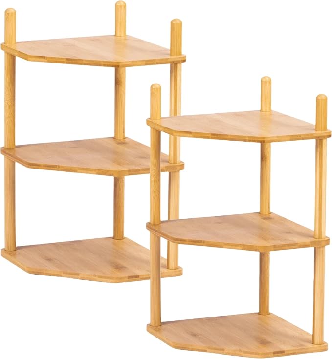 3-Tier Expandable Bamboo Corner Shelf by WooFawn