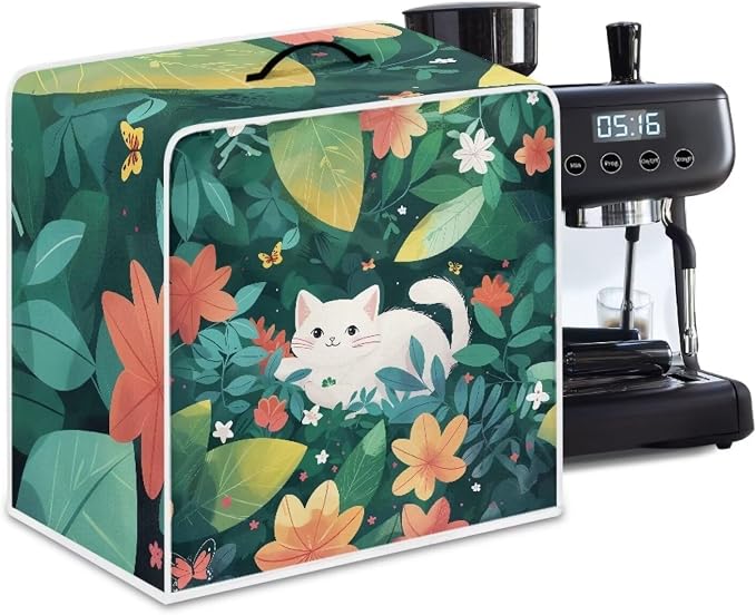Cat Green Leaves Coffee Machine Covers Anti Dust Covers - Image 2