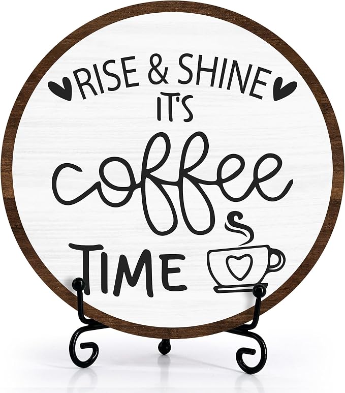 Coffee Desk Decor Sign, Farmhouse Wood Plaque, It Is Coffee Time Wood Sign by Zmyollo