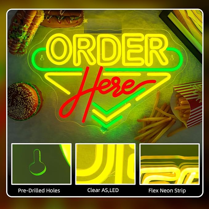 Order Here Neon Sign Coffee Store Neon Lights Business Neon Signs Wall Decor - Image 7