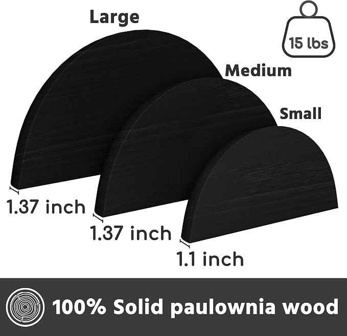 QsQueen Solid Wood Half Round Floating Wall Shelves | Elegant Floating Shelves - Image 3