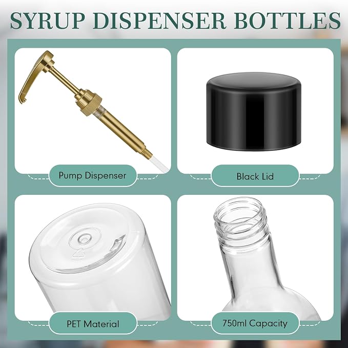 Maxdot 12 Pcs 25 oz Syrup Bottles - Image 2