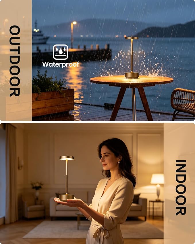 LED Cordless Table Lamp - 5000mAh Rechargeable Battery Powered Outdoor Portable - Image 3