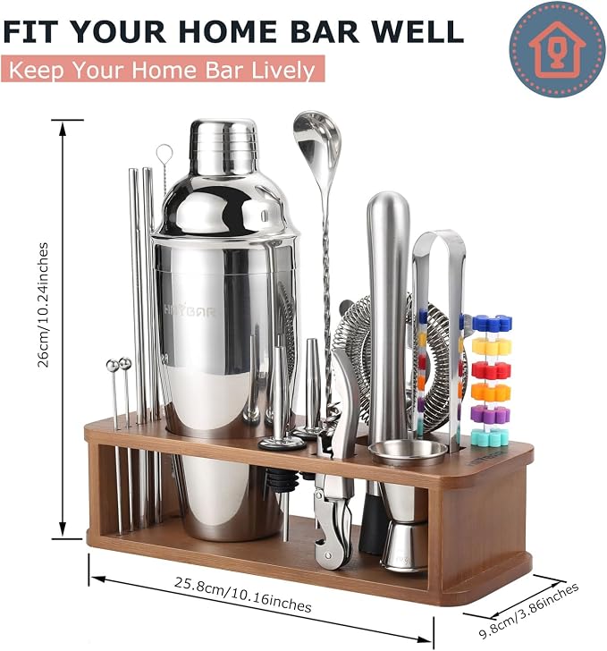 HMYBAR® 22-Piece Cocktail Shaker Set, Mixology Bartender Kit - Image 2