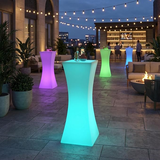 CECER 18" LED Cocktail Table, Rechargeable Light Up Furniture - Image 7