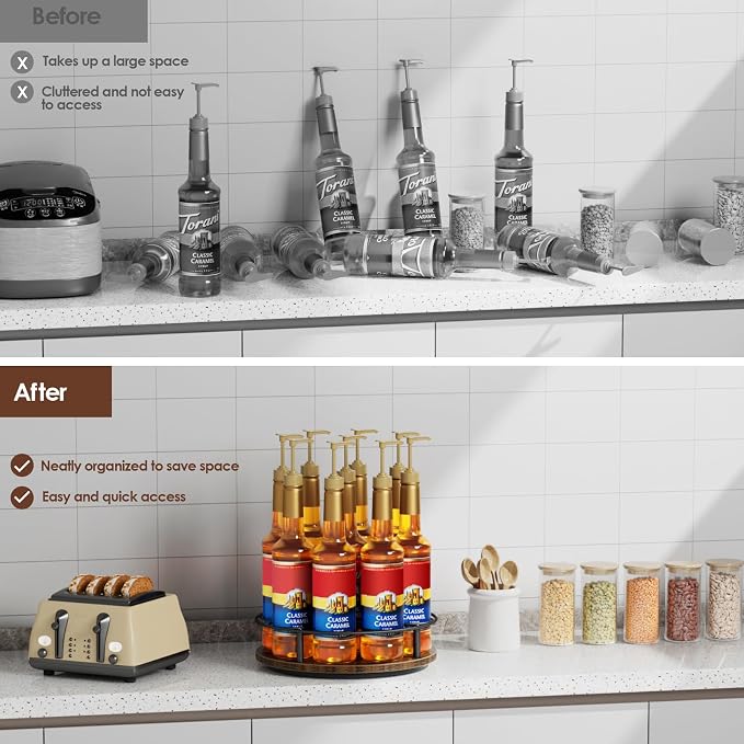Nuovoware 9 Bottles Rotating Coffee Syrup Rack, Coffee Syrup Rack Organizer - Image 4