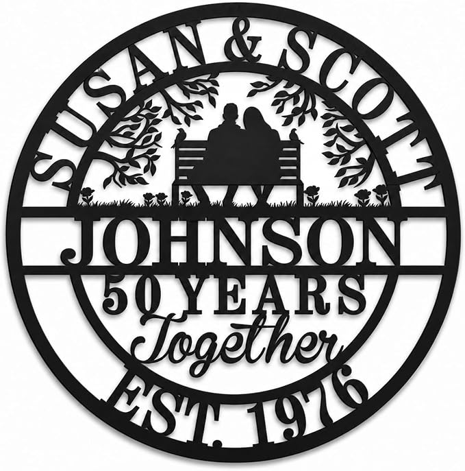 Personalized Wedding Anniversary Sign Gifts, Custom 50th 40th 65th 60th 25th by HZYCYYFC