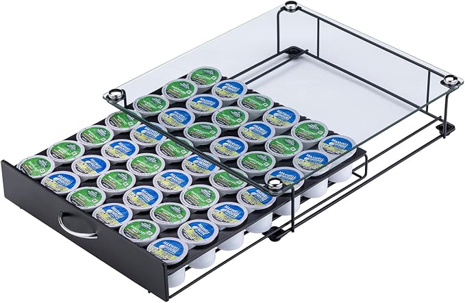 Coffee Pod Holder for Keurig Pods Glass Top Drawer, K cup Holder Capsule by Ricerat