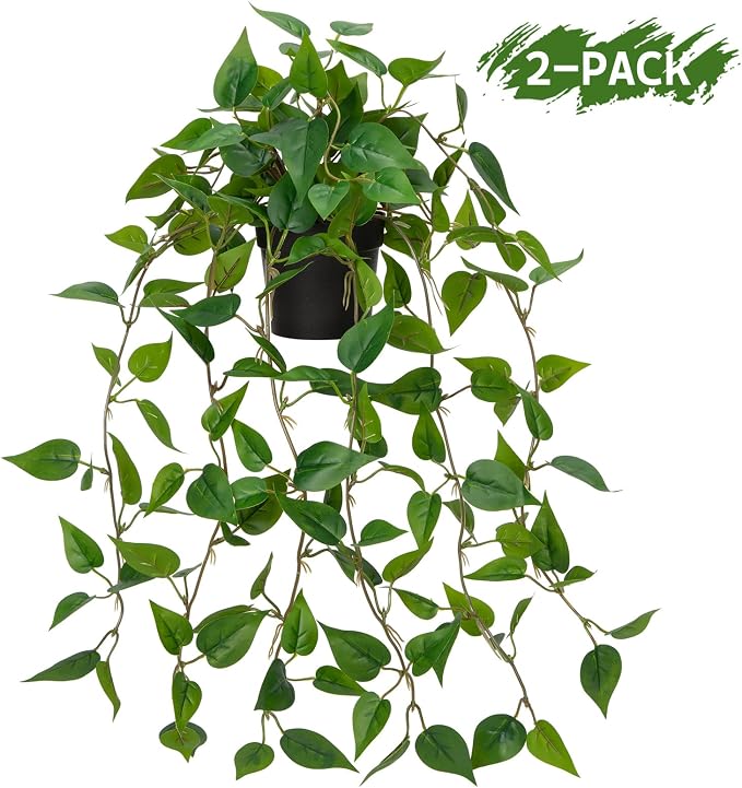 2 Pack Fake Hanging Plants for Shelf in Back Pot, Small Artificial Hanging Ivy - Image 7