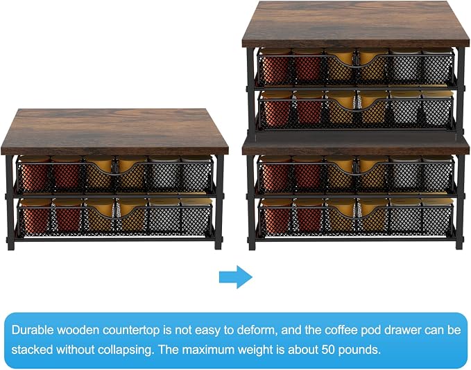 Coffee Pod Drawer Holder Capsule Storage Organizer 2 Tier Coffee Pods Holder - Image 5