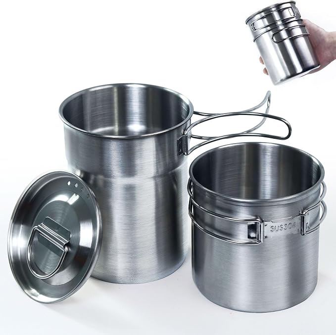 KOKKOYA Foldable Camping Cups Mugs Camping Pot Cookware 304-Food-Grade Outdoor - Image 8