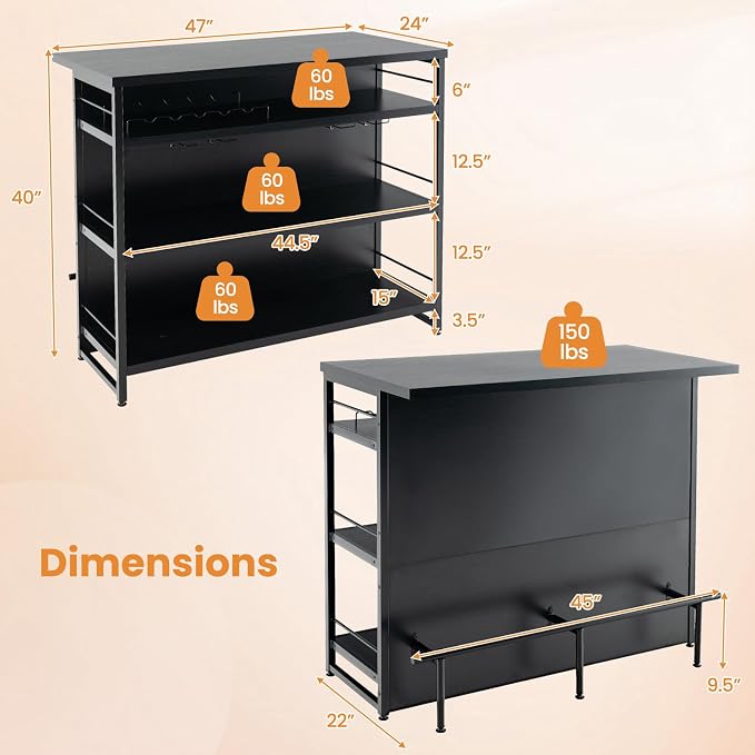 Giantex Home Bar Unit, 4 Tier Liquor Bar Table - Image 3