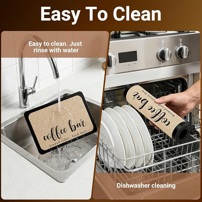 19" x 12" Absorbent Coffee Mat, Hide Stain Dish Drying Mat - Image 7