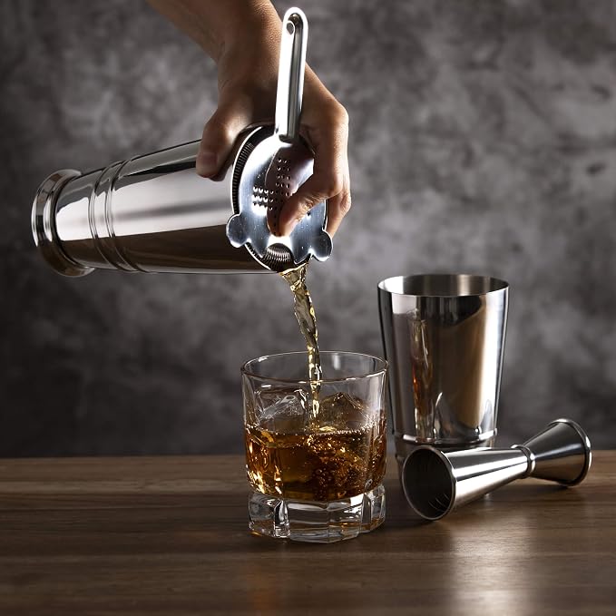 Premium 4-Piece Boston Cocktail Shaker Set w/Hawthorne Strainer & Japanese - Image 2