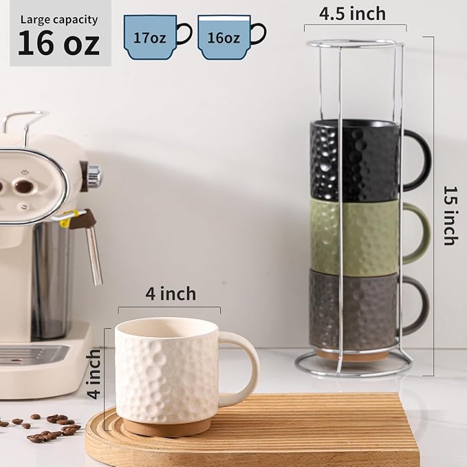 Nihow 16 Oz Ceramic Coffee Mug Set of 4 - Image 2