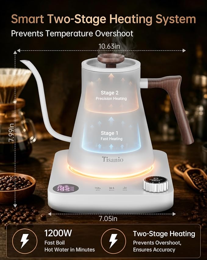 Gooseneck Electric Kettle for Pour Over Coffee, ±1°F Precision Control - Image 2