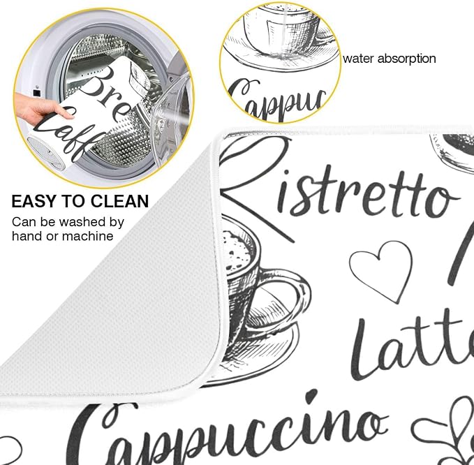 Coffee Cups Print Dish Drying Mat - Image 2