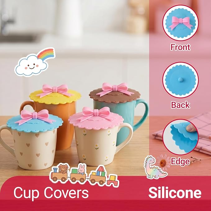8 Pcs Silicone Cup Covers, Colorful Anti-Dust Coffee Cup Lid Covers - Image 2