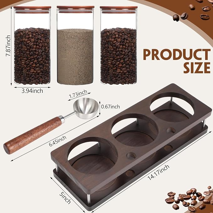 Suclain 3 Pcs Glass Coffee Bean Container 44 oz Airtight Coffee Canister - Image 2