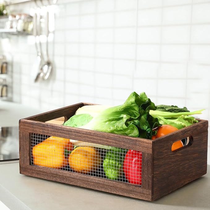 FillTouch 4 Pcs Wooden Nesting Countertop Baskets 4 Size Wooden Storage Box - Image 5