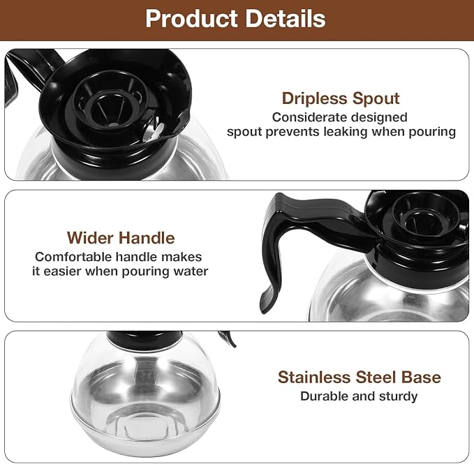 Coffee Decanter Pot, 1.2QT Universal Coffee Pot Commercial Coffee Maker Pot - Image 6