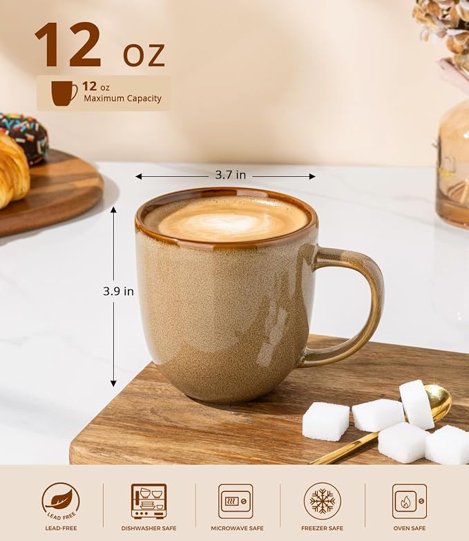 LERATIO Ceramic Coffee Mugs Set of 6, 12oz Handmade Coffee Mugs Set - Image 2