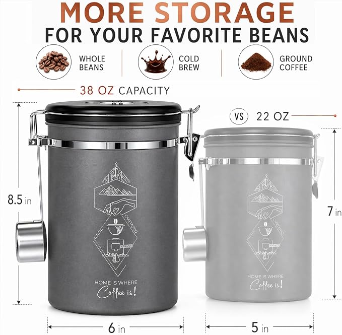 Large Coffee Canister – Airtight Stainless Steel Storage Container - Image 2