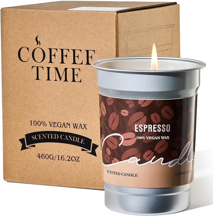 M&SENSE Espresso Candles Black Coffee Scented, 16.2oz | Plant-Based Soy Wax by MSENSE