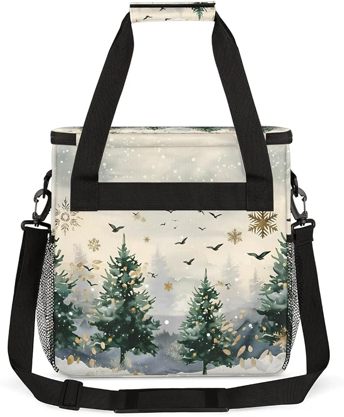 Christmas Tree Forest Coffee Maker Carring Bag, Large Insulated Storage - Image 5