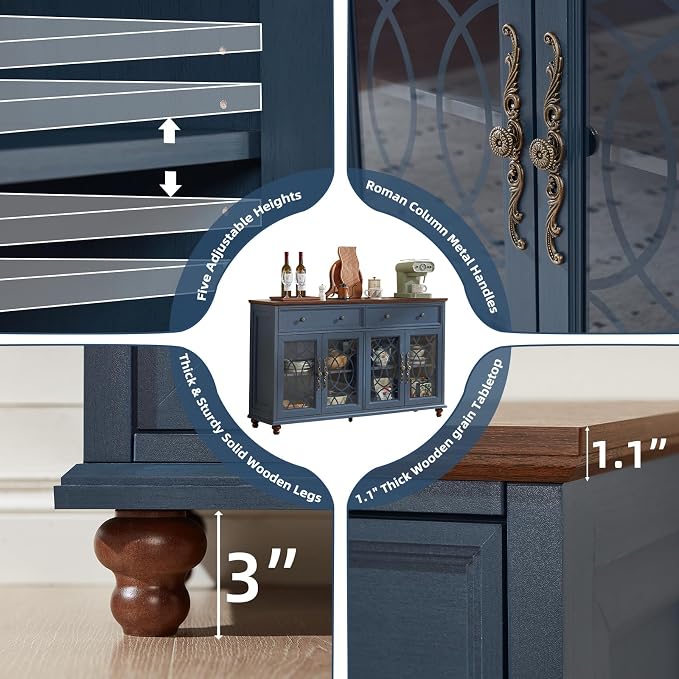 Joaxswe Large Sideboard Buffet Cabinet Set of 2 - Image 6