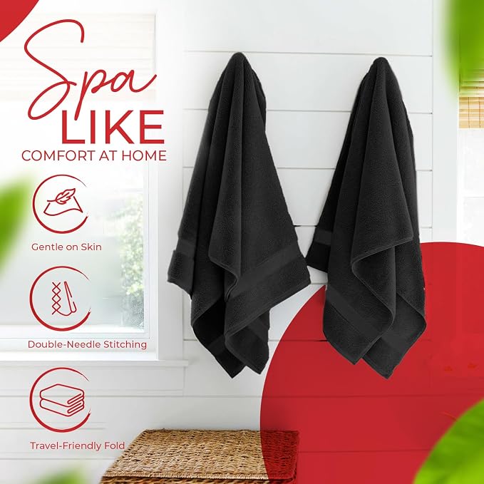 RIVERSIDE Medium Bath Towel Set of 4, 24x48 Inches – 100% Ring-Spun Cotton Bath - Image 5