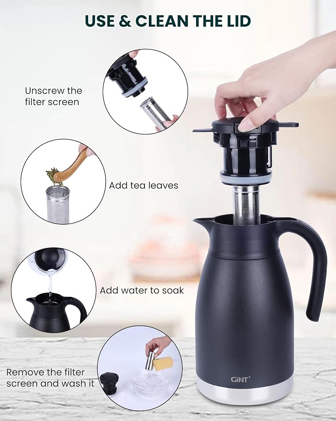 GiNT Stainless Steel Thermal Coffee Carafe Lid - Image 10