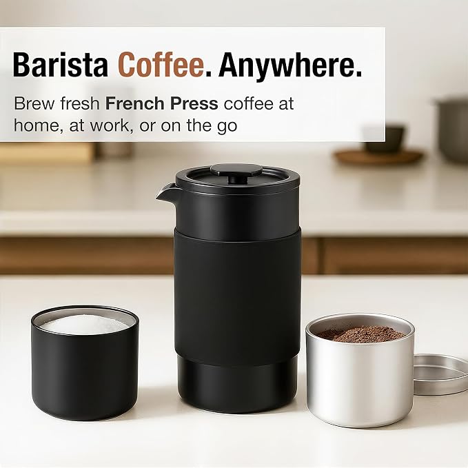 Travel French Press Coffee Maker Set - 12 oz | Portable Travel French Press - Image 2