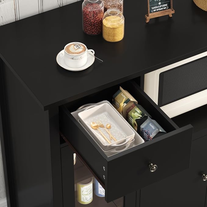 HORSTORS Microwave Cabinet, Kitchen Storage Cabinet - Image 6