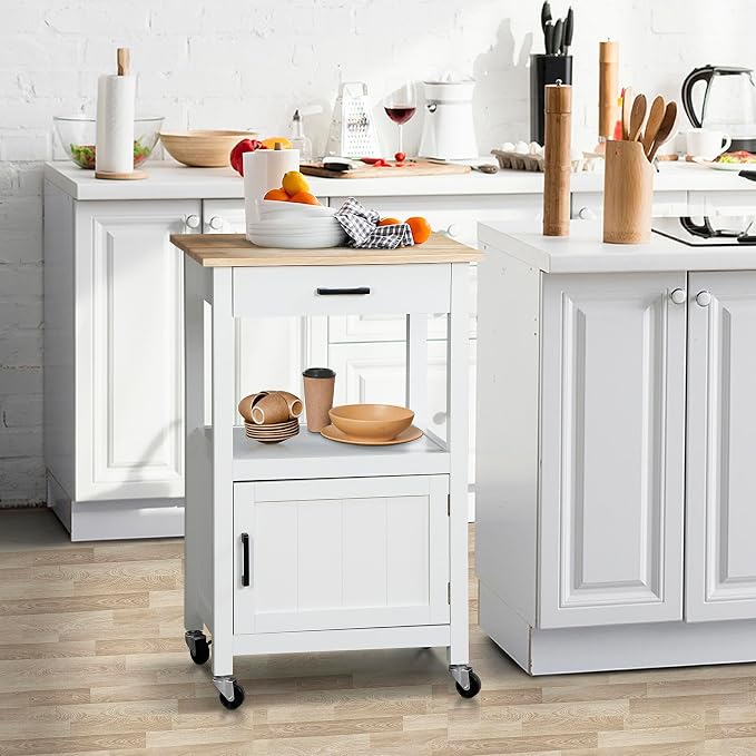 Nova Microdermabrasion Kitchen Island Cart on Wheels, Rolling Kitchen Cart - Image 2
