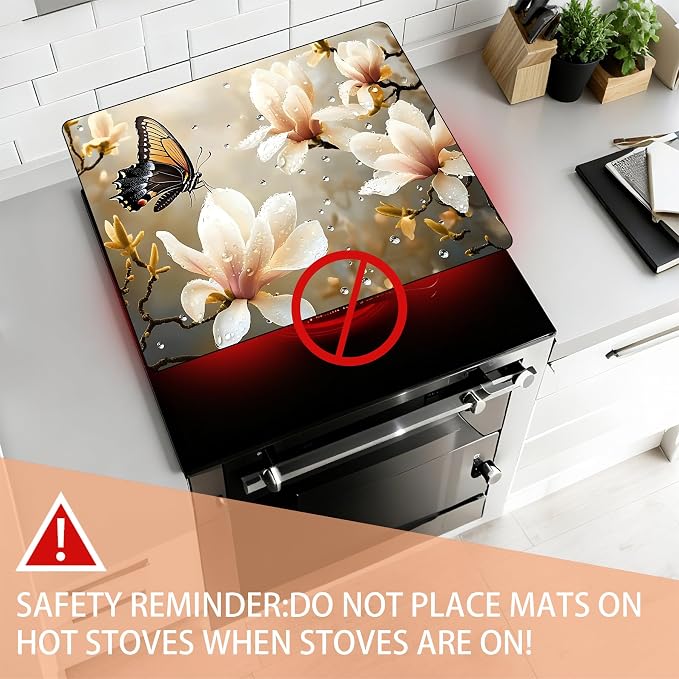 28"x20" Anti-Slip Electric Stove Top Cover Butterfly-flower Foldable - Image 6